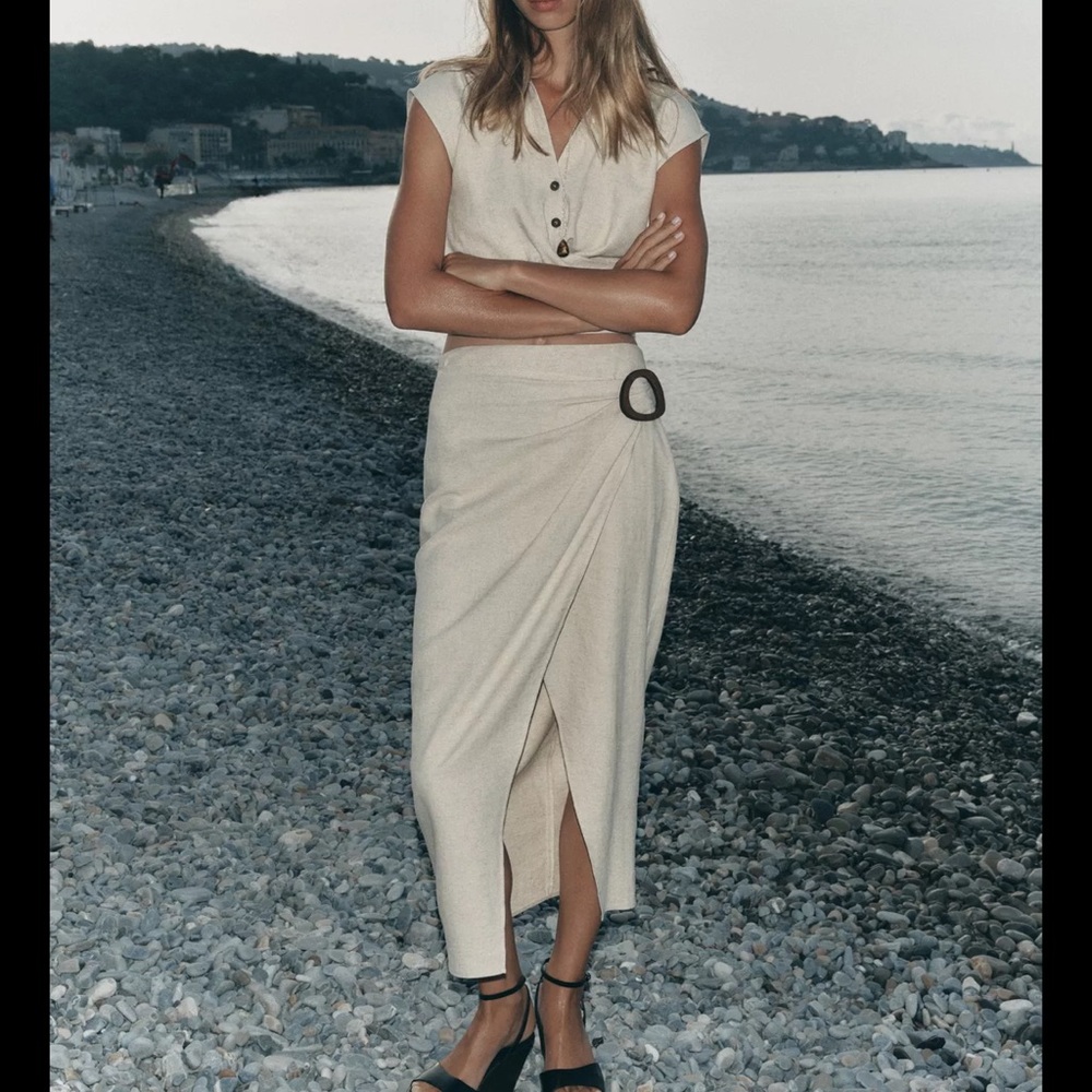 Zara Buckle Midi Skirt